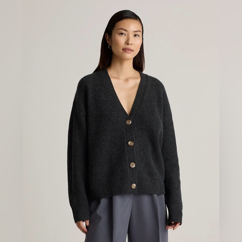 EUC Quince Mongolian Cashmere Fisherman Boxy Cropped Cardigan Sweater, Large - Picture 10 of 12